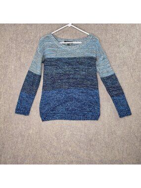 Almost Famous Womens Knit Sweater Blue Gradient Size M Acrylic Blend Long Sleeve